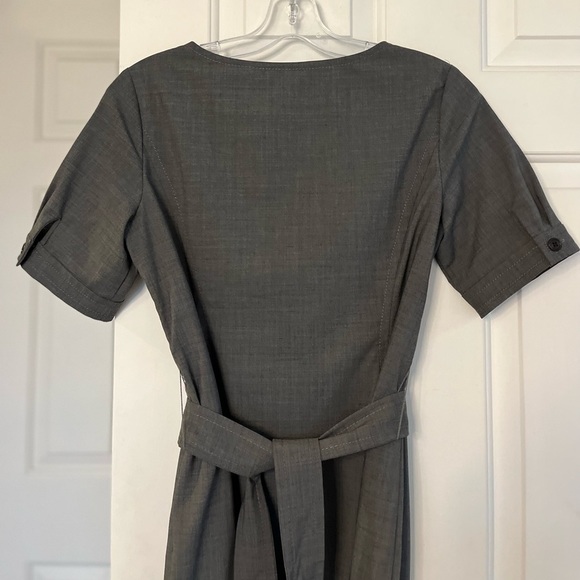 Lands’ End Wool Blend Short Sleeve Self-tie Belted Waist Sheath Dress 6P Gray - Picture 13 of 16